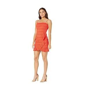 Bardot Mariella Ruffled Lace Mini Dress Orange 6